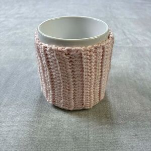 Handmade Crochet Mug Cozy 2pc Set Pink Yellow Cup Sleeve Coffee Cup Warmer Gift